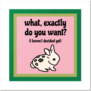 What, exactly do you want? I haven’t decided yet (Indecisive Cute Bunny) Posters and Art